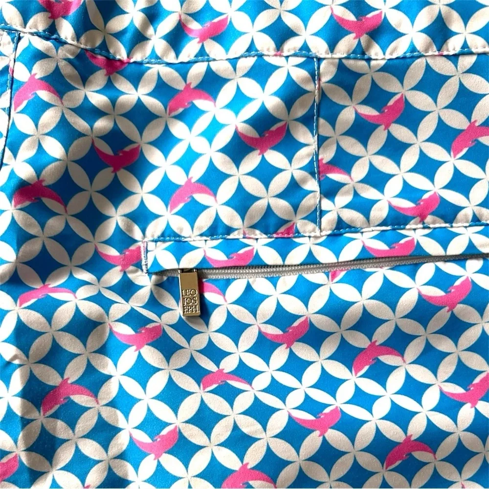 Leo Joseph Tailored Geometric Print Swim Shorts light blue pink Size 32